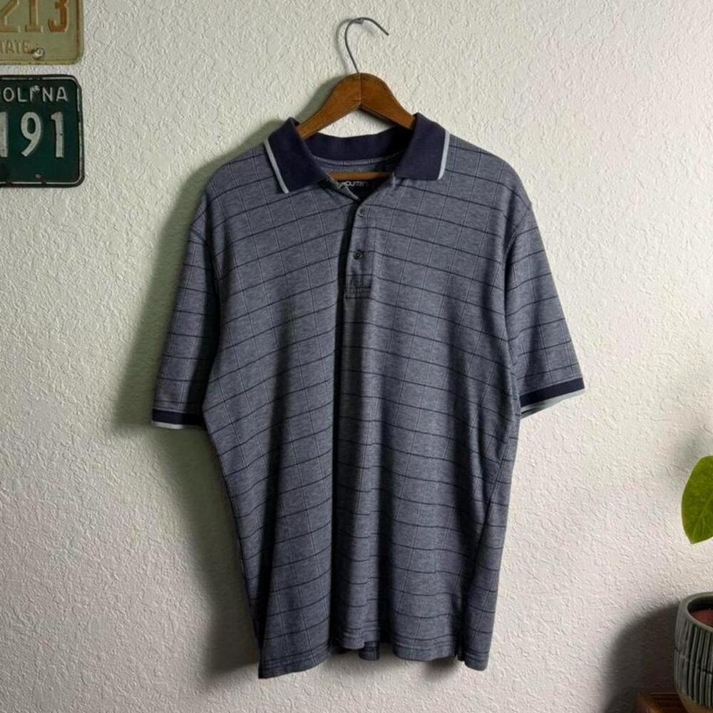 Vintage 90s Puritan Blue Grid Polo Preppy Golf